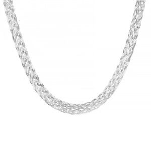 Sterling Silver 18 Inch 8 Strand Braided Herringbone Link Necklace